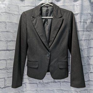 Express dark charcoal gray one-button blazer